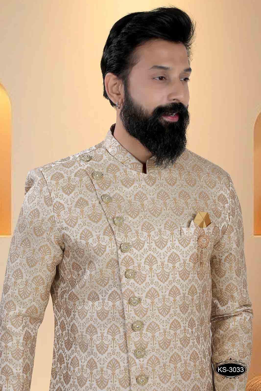 INDO-WESTERN SET IN ORANGE HUE WITH UNIQUE PATTERN