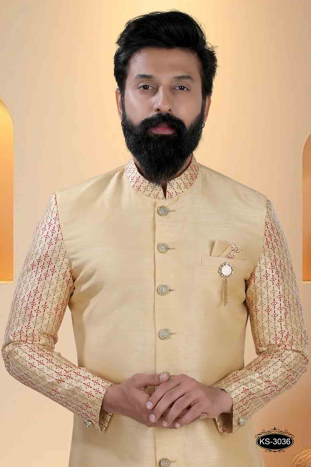 GOLD HUE INDO-WESTERN SET WITH DESIGNER SLEEVES FOR EVERY ETHNIC WEAR