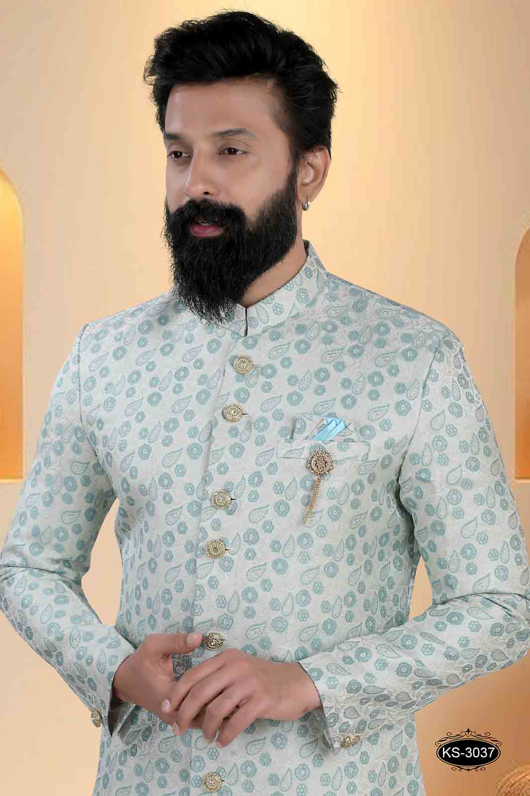INDO-WESTERN SET IN BLUE HUE WITH UNIQUE PATTERN