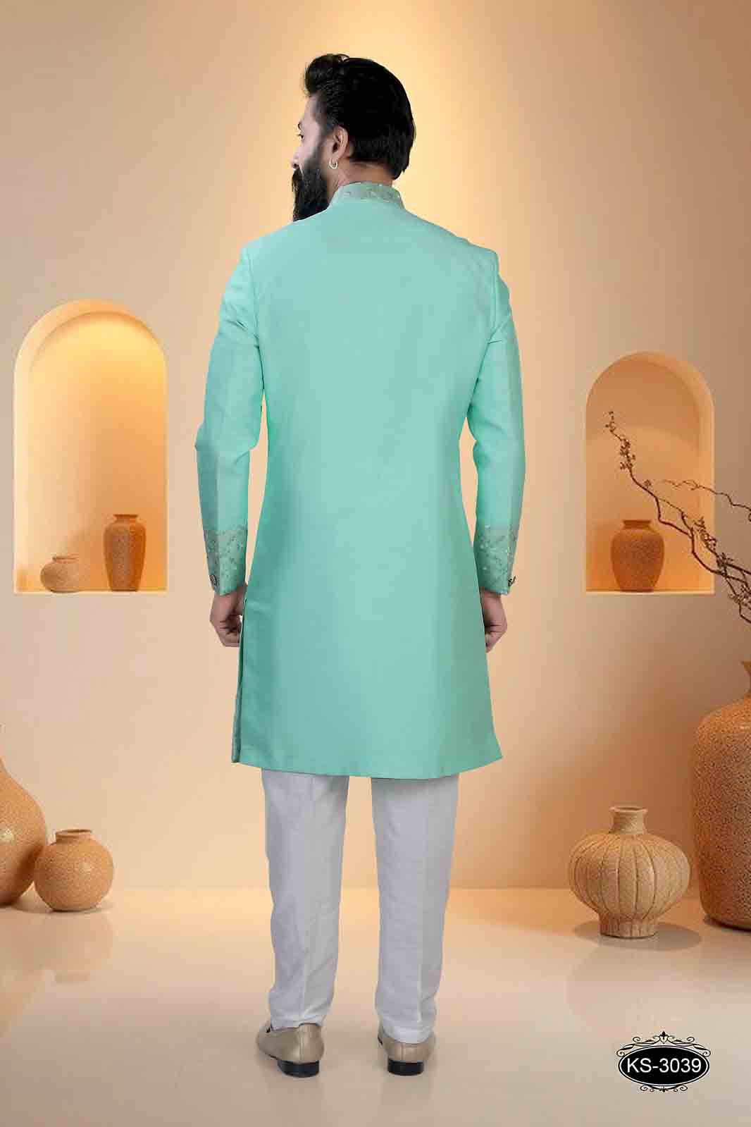BLUE HUE INDO-WESTERN SET WITH DESIGNER SLEEVES FOR EVERY ETHNIC WEAR
