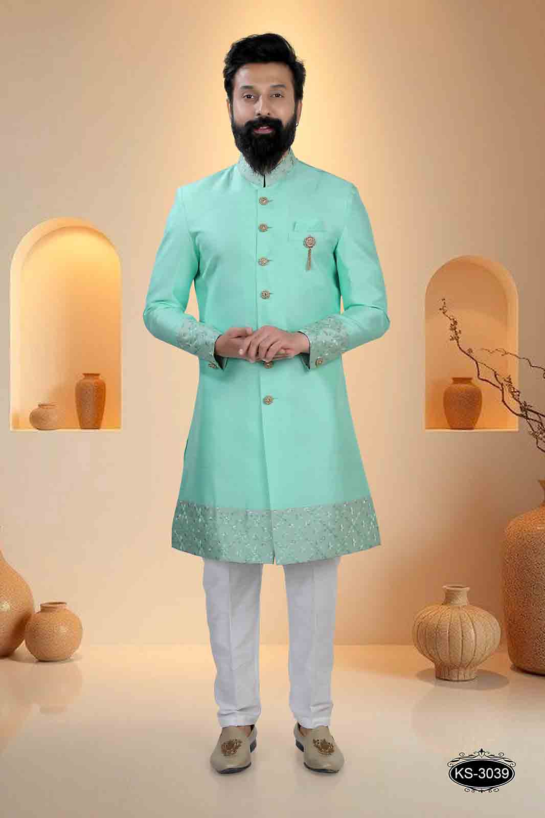 BLUE HUE INDO-WESTERN SET WITH DESIGNER SLEEVES FOR EVERY ETHNIC WEAR