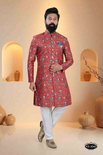 TRADITIONAL INDO-WESTERN SET IN BLUE WITH SUBTLE PATTERN