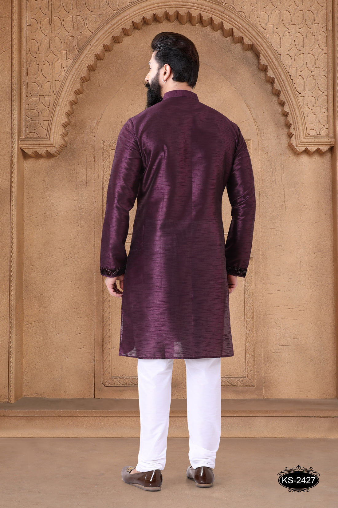 WINE KURTA SET WITH DESIGNER PATTA