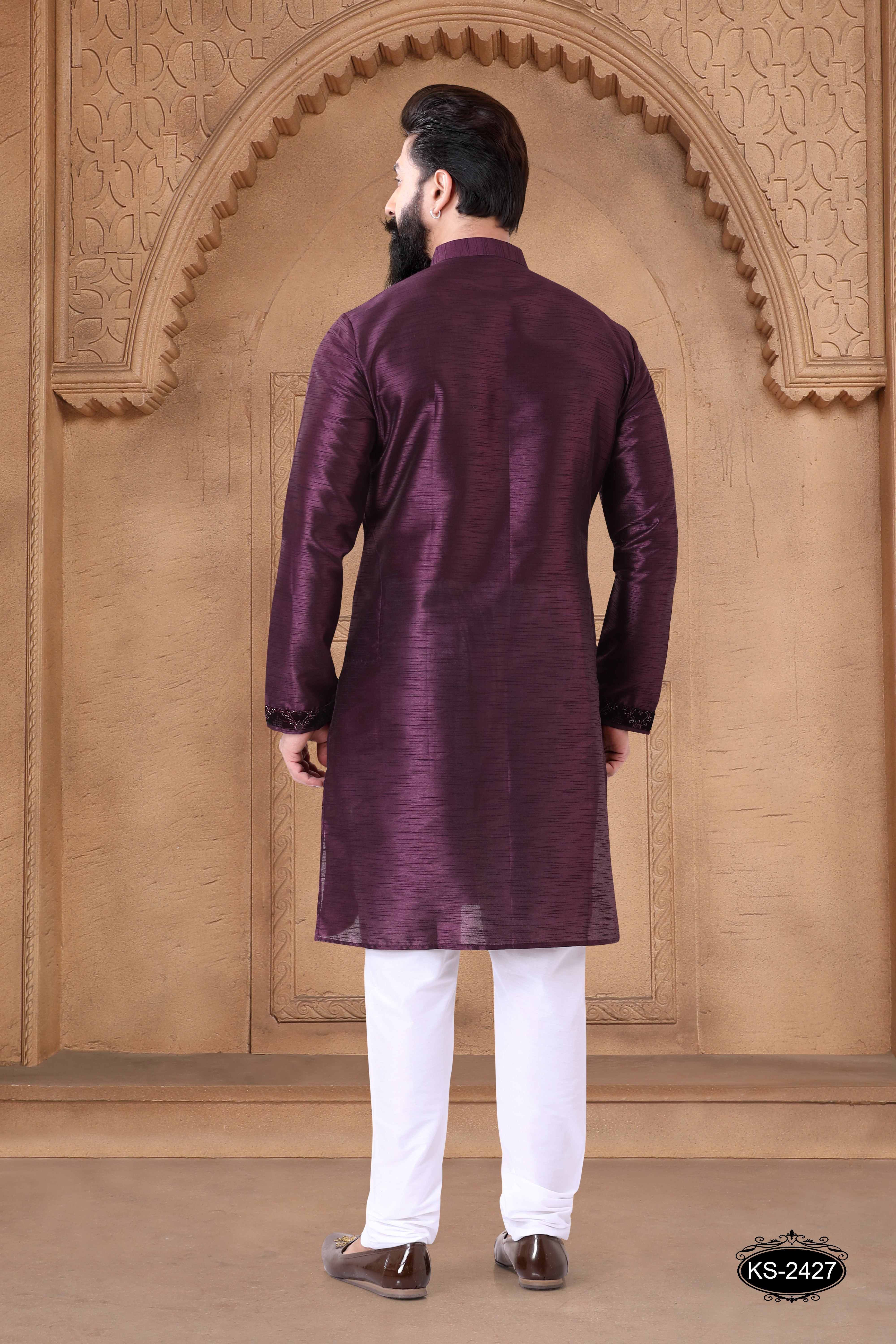 WINE KURTA SET WITH DESIGNER PATTA
