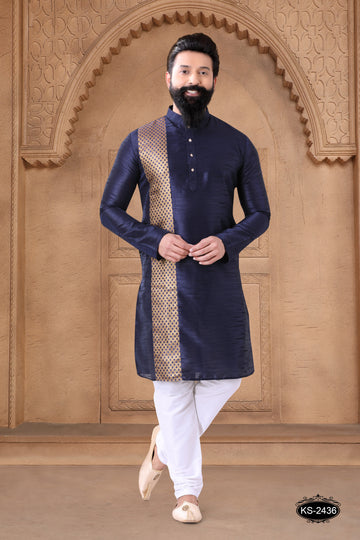BLUE KURTA SET WITH DESIGNER PATTA IN UNIQUE STYLE