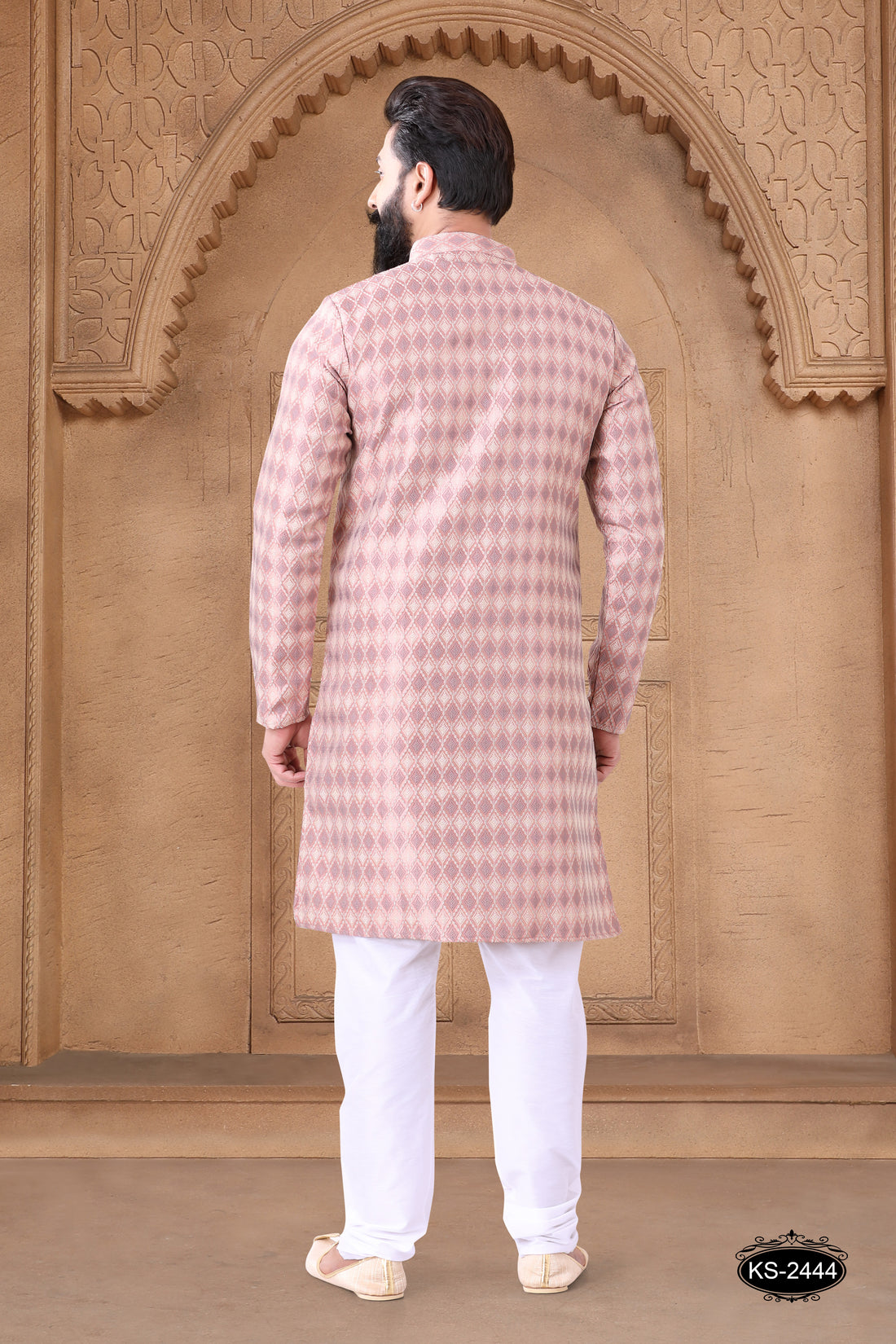PINK HUE KURTA SET WITH SELF-DESIGN