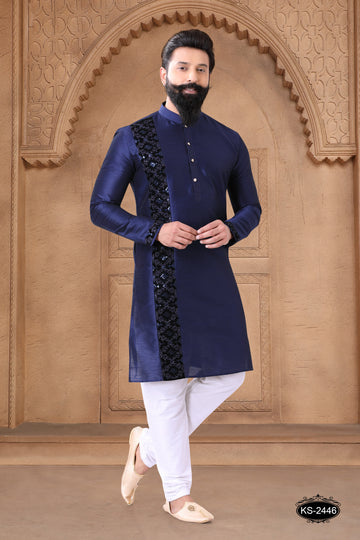 DESIGNER PATTA KURTA SET IN BLUE TONE