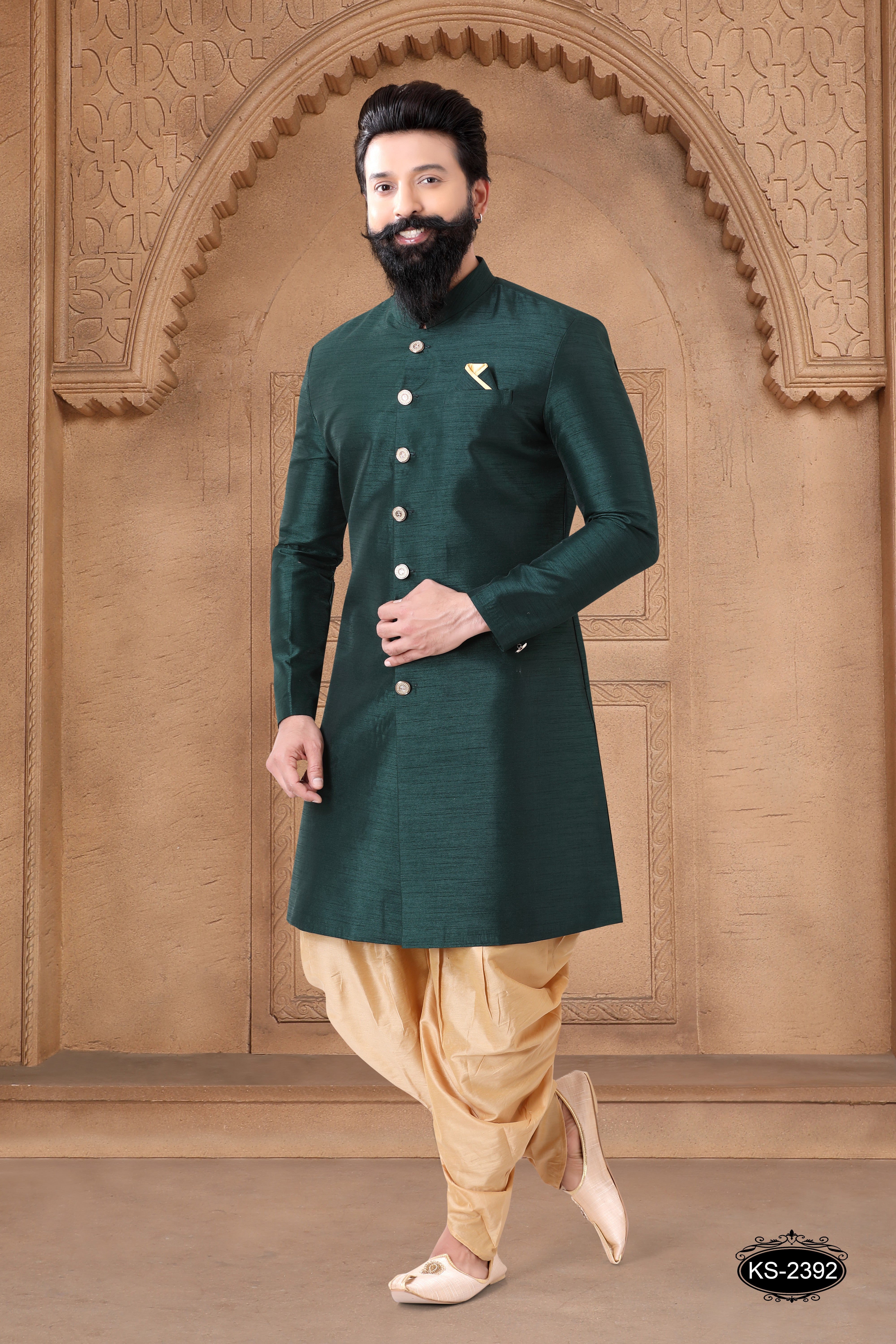 BOTTLE-GREEN HUE INDO-WESTERN SET FOR EVERY OCCASIONS