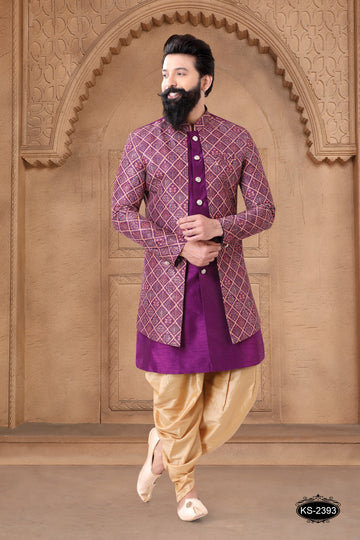 PURPLE HUE INDO-WESTERN SET IN UNIQUE PATTERN