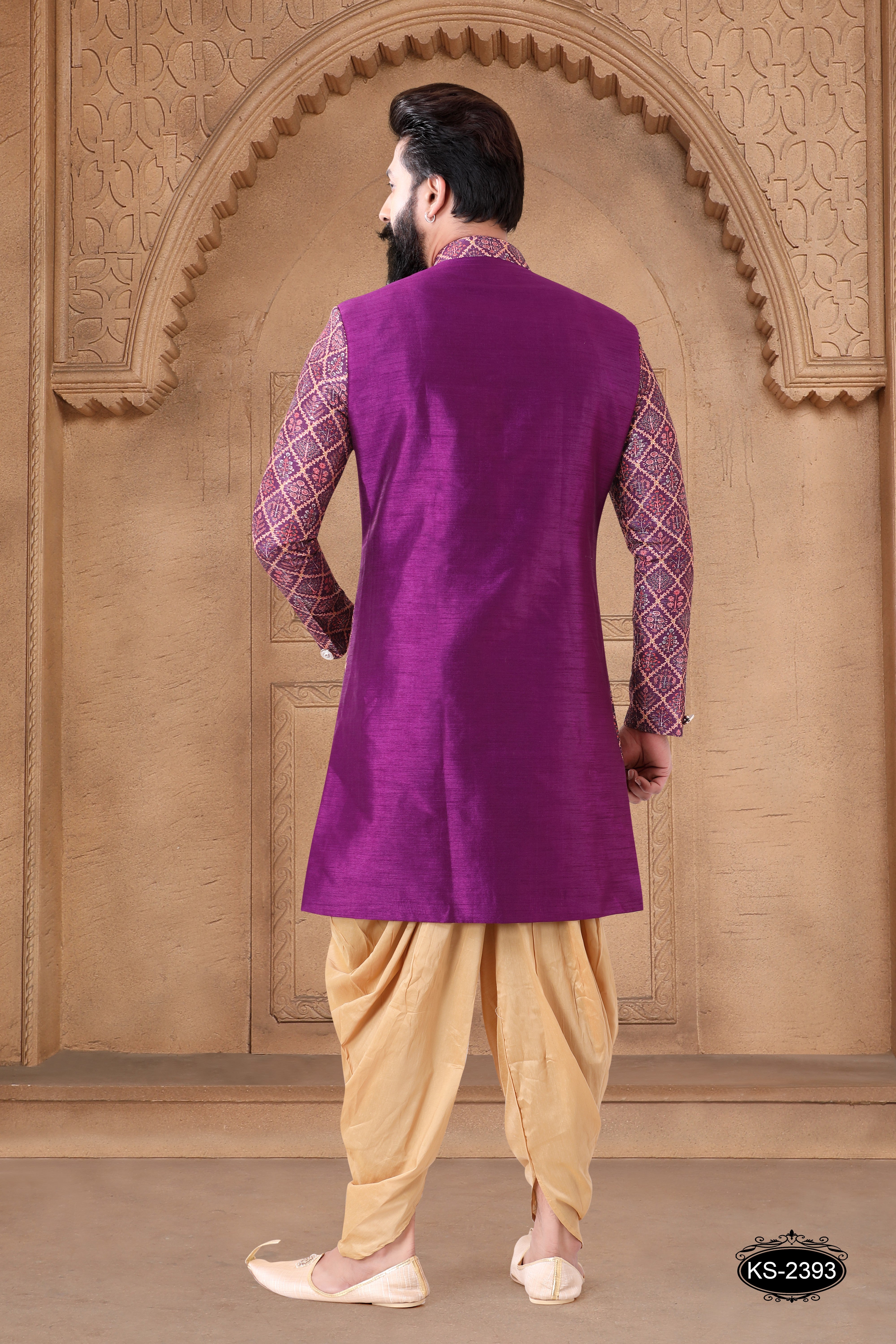 PURPLE HUE INDO-WESTERN SET IN UNIQUE PATTERN