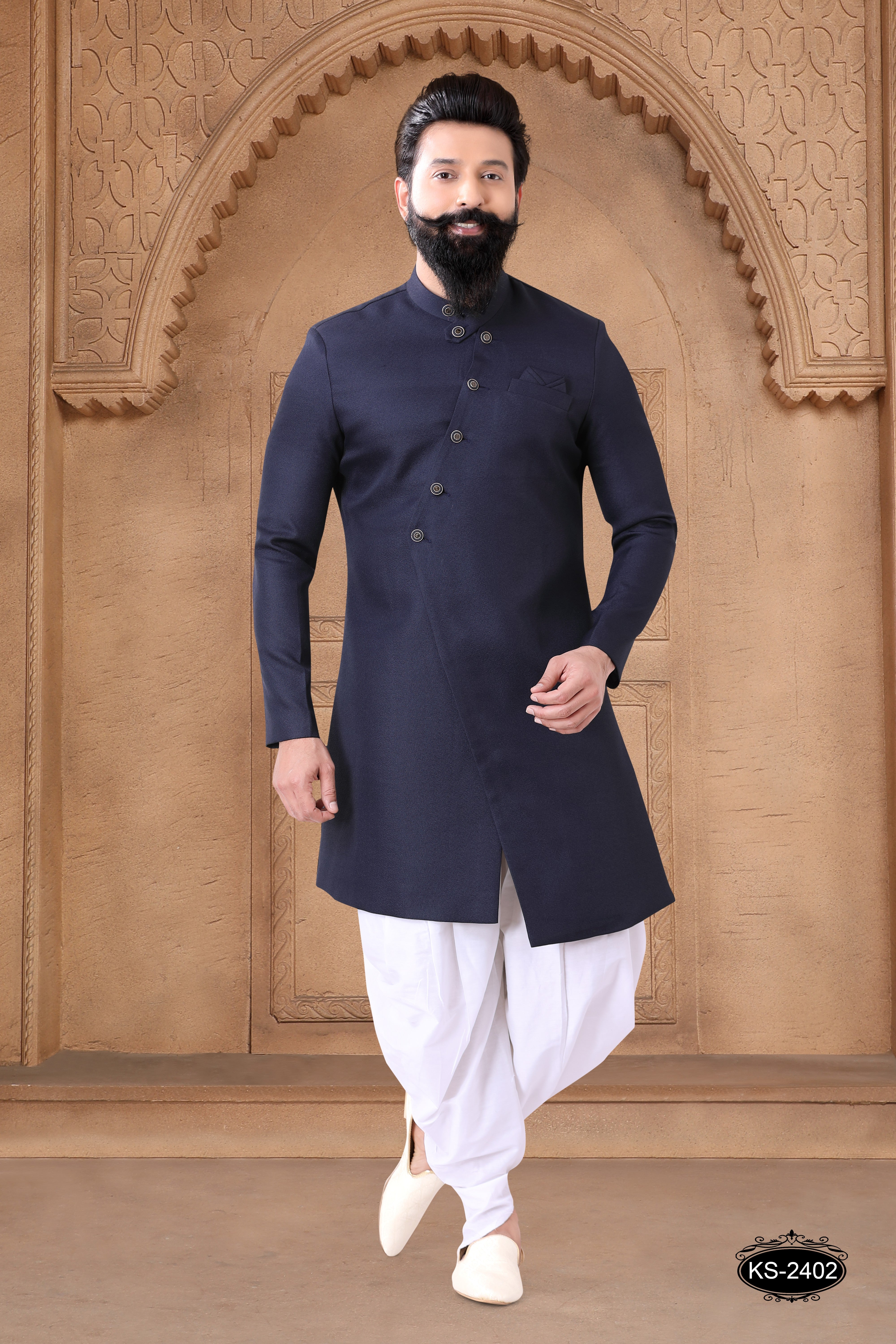 BLUE HUE UNIQUE STYLE INDO-WESTERN SET