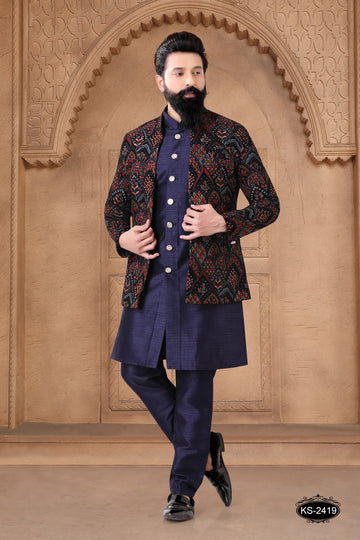 HEAVY THREAD EMBROIDERY OPEN INDO-WESTERN SET