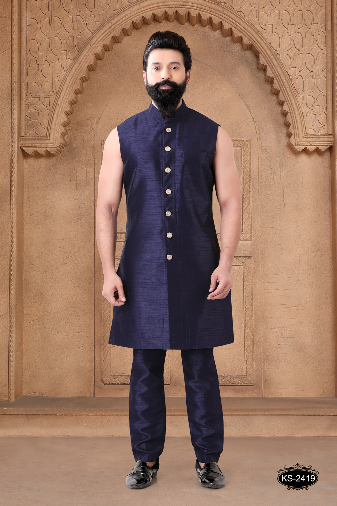 HEAVY THREAD EMBROIDERY OPEN INDO-WESTERN SET