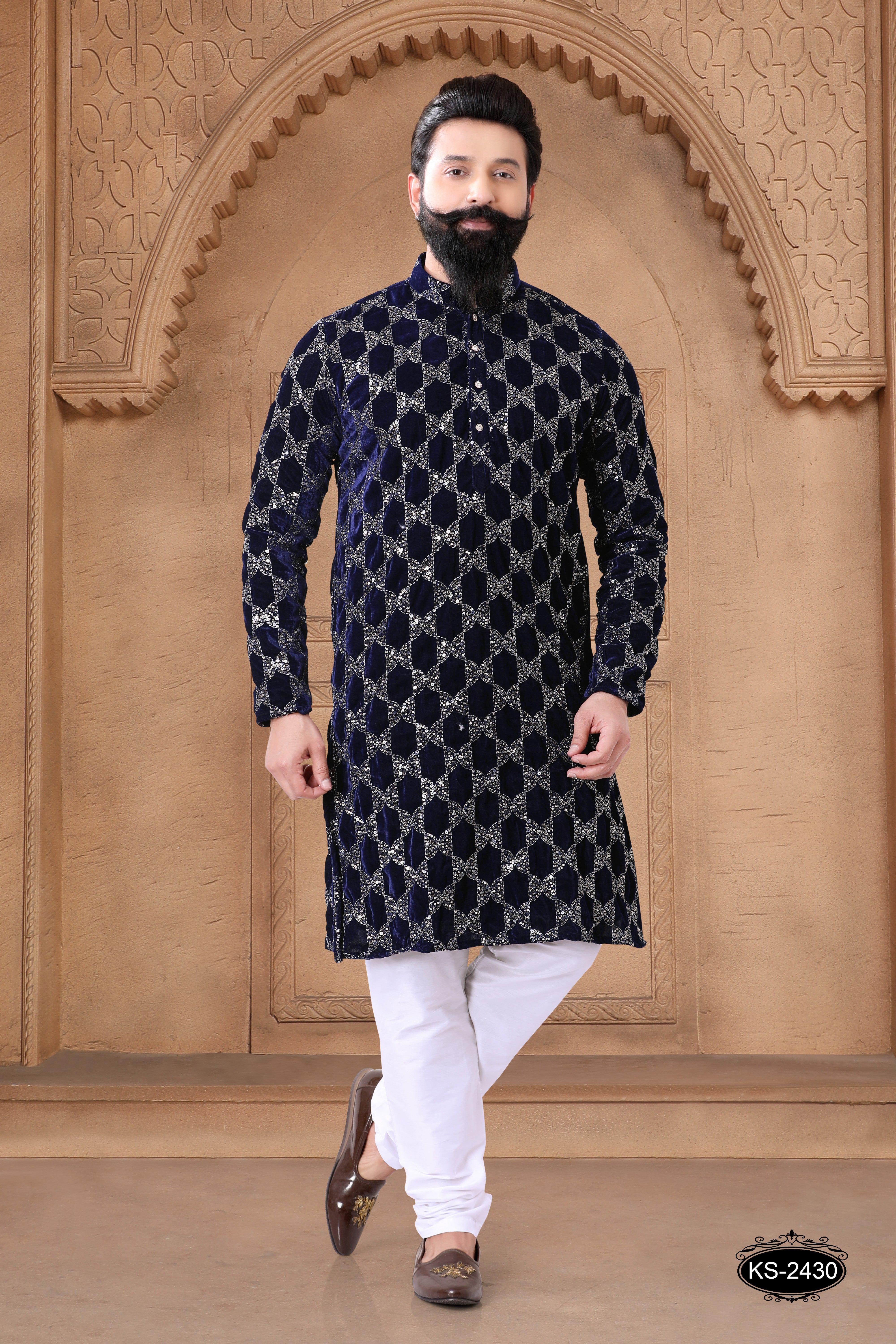 BLUE HUE KURTA SET IN VELVET FOR EVERY OCCASIONS