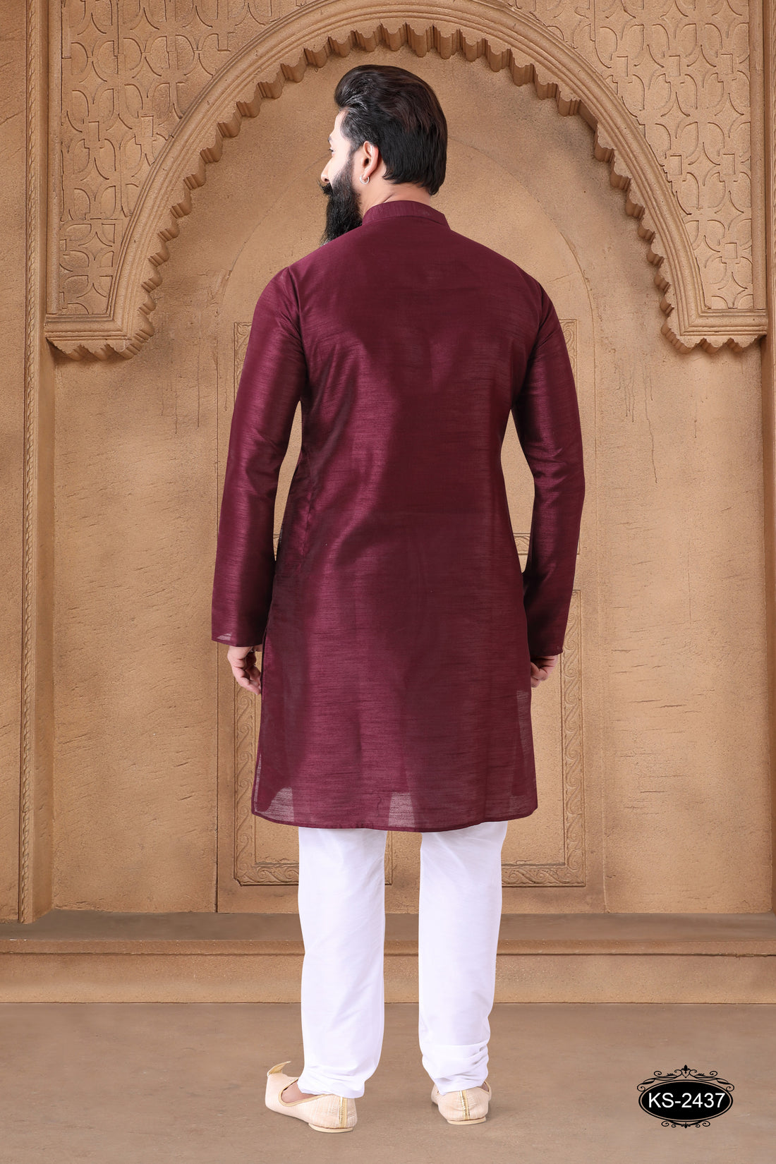 MAROON HUE KURTA SET WITH DESIGNER PATTA