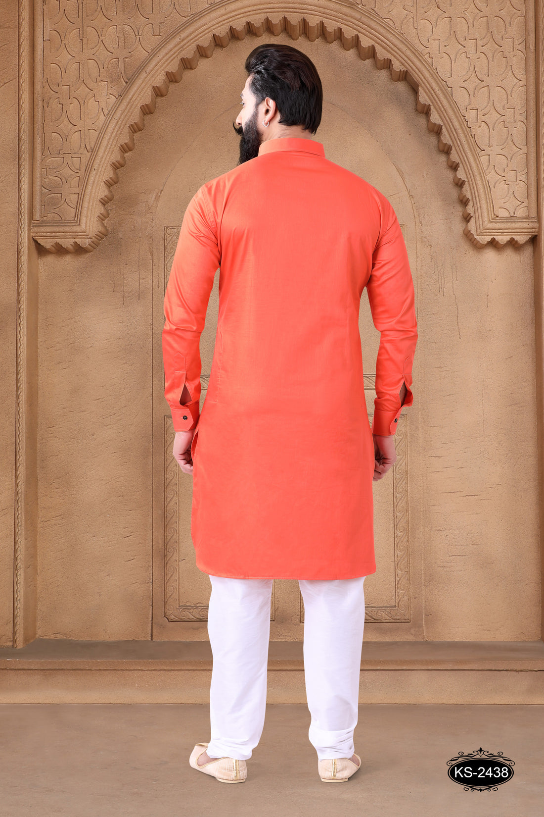 SILK BRIGHT ORANGE TONE KURTA SET