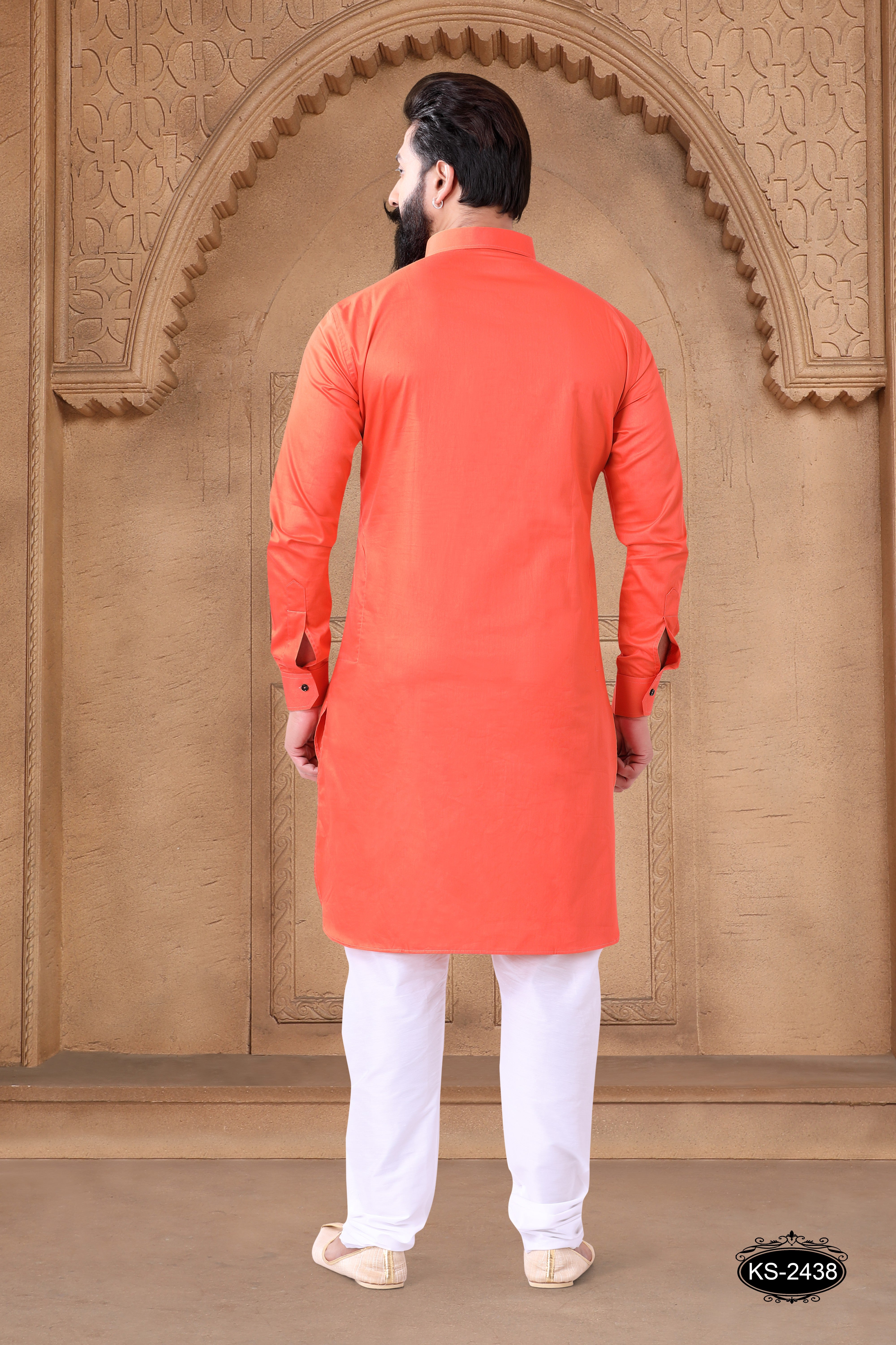 SILK BRIGHT ORANGE TONE KURTA SET