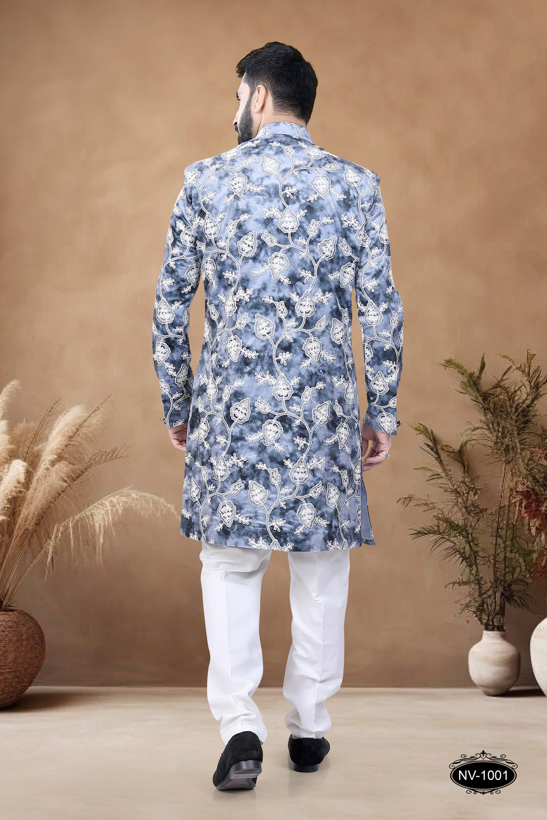 SWED VELVET INDO-WESTERN SET IN BLUE TONE