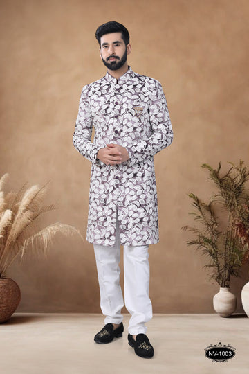 SWED VELVET INDO-WESTERN SET IN BROWN HUE