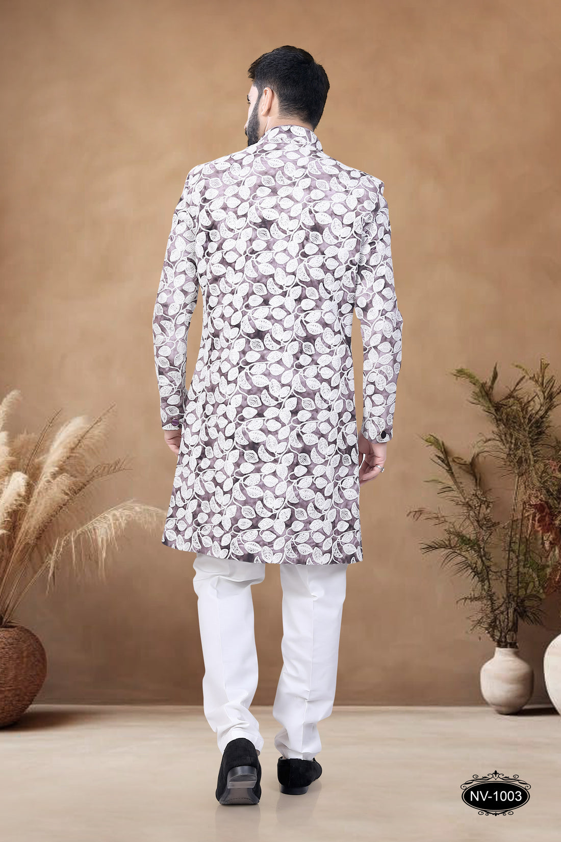 SWED VELVET INDO-WESTERN SET IN BROWN HUE
