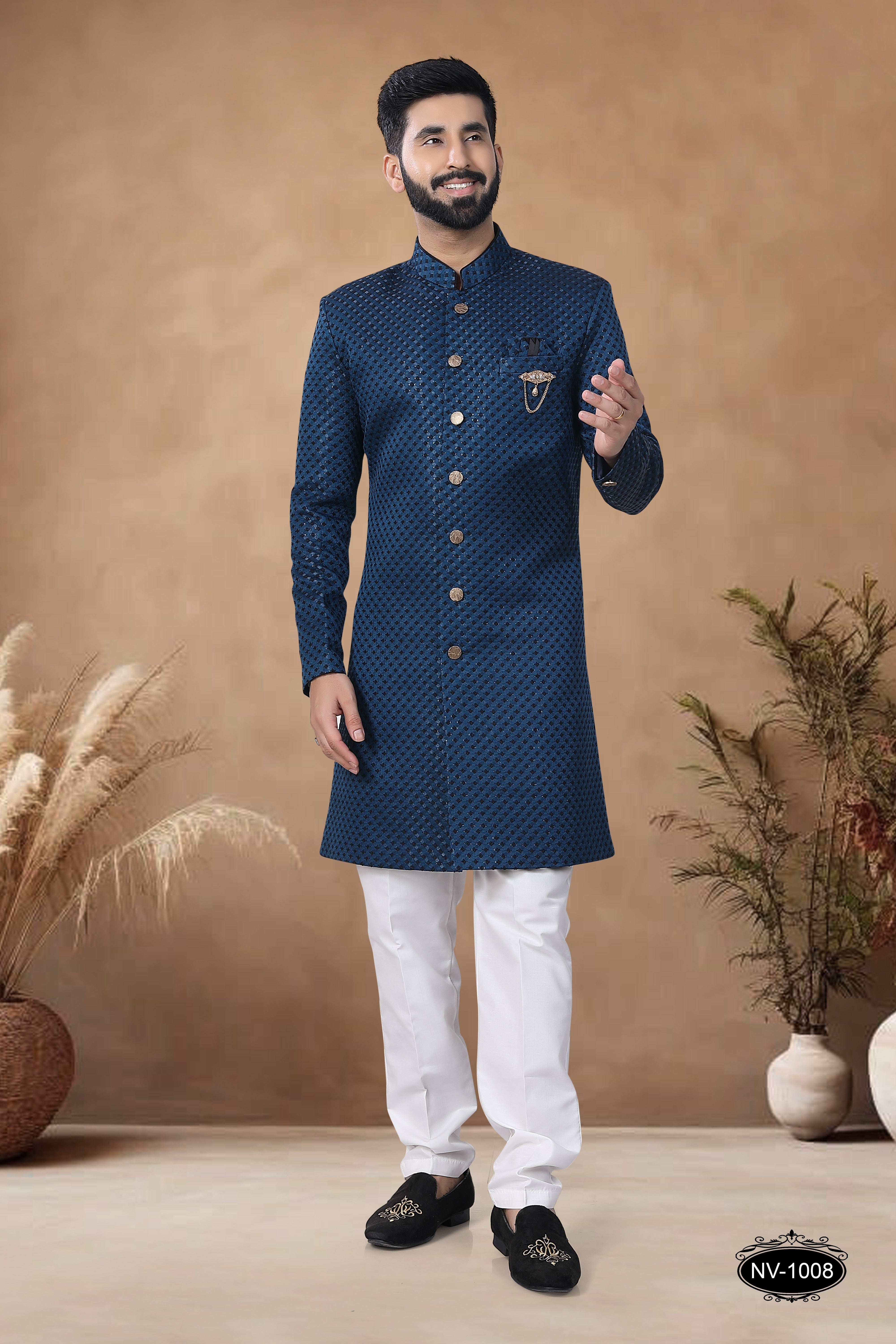 TEAL-BLUE INDO-WESTERN SET FOR EVERY CEREMONIES