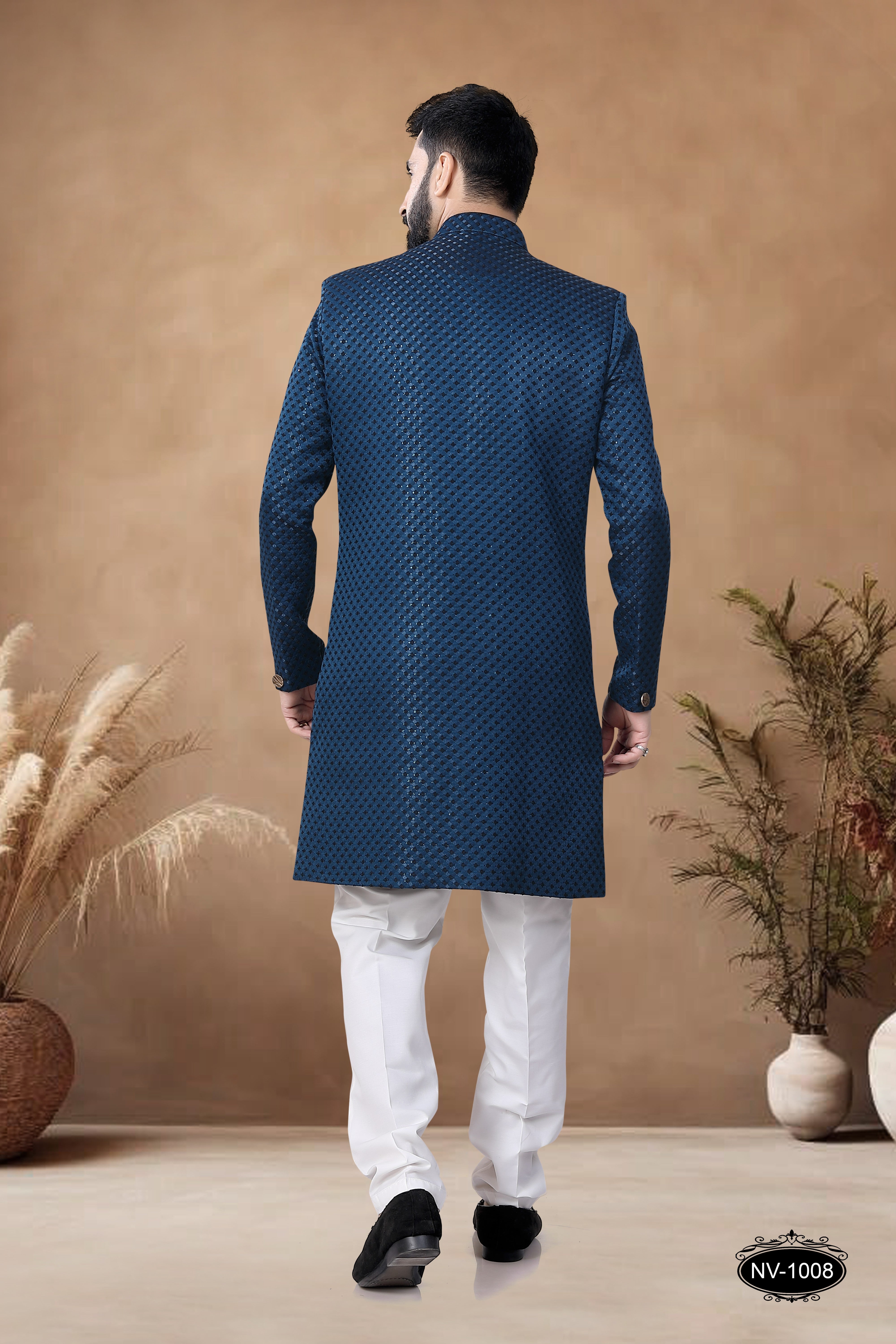 TEAL-BLUE INDO-WESTERN SET FOR EVERY CEREMONIES