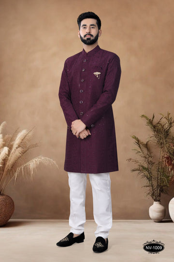 WINE TONE INDO-WESTERN SET FOR EVERY CREMONIES