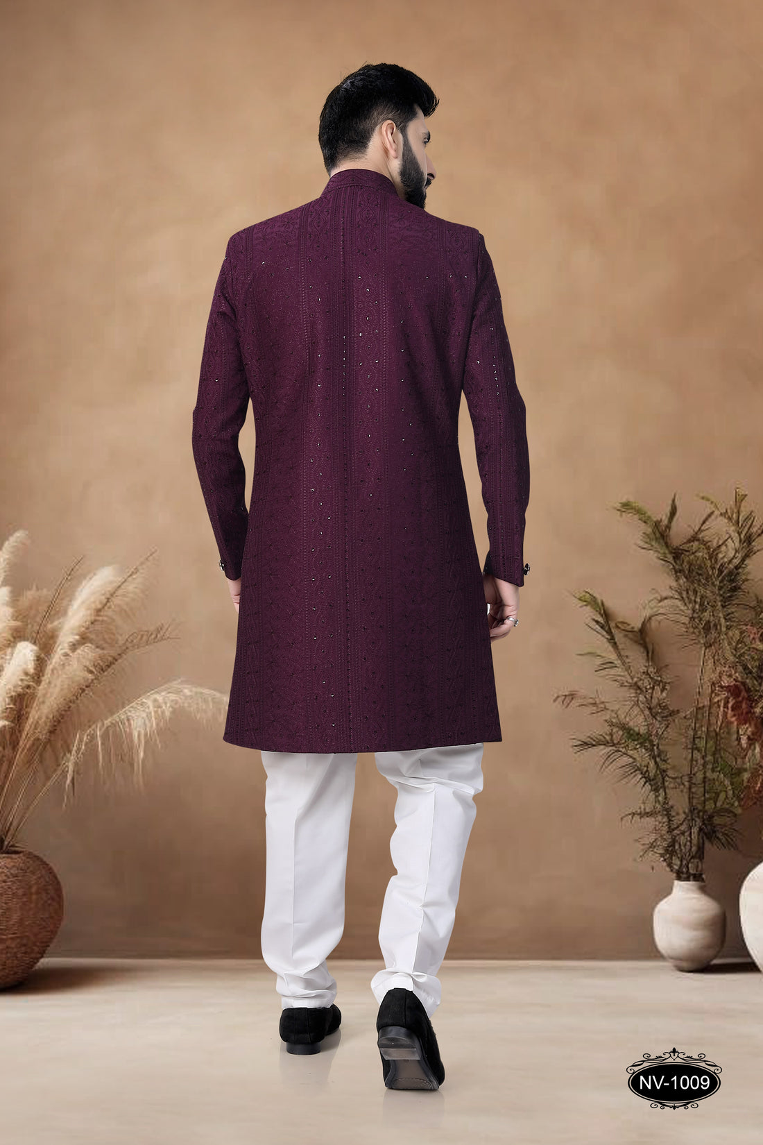 WINE TONE INDO-WESTERN SET FOR EVERY CREMONIES