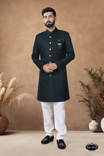GREEN INDO-WESTERN SET FOR EVERY CEREMONIES