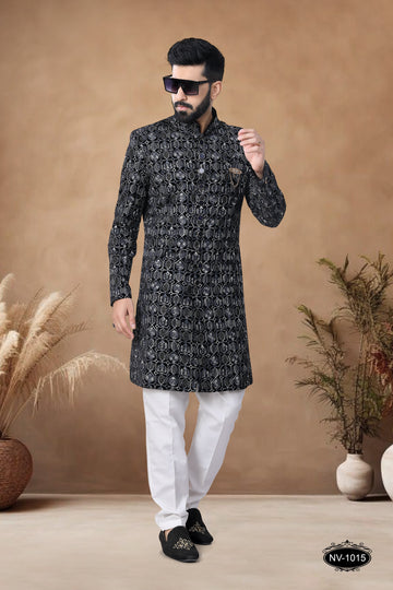 VELVET INDO-WESTRN SET IN  BLUE HUE FOR EVERY CEREMONIES