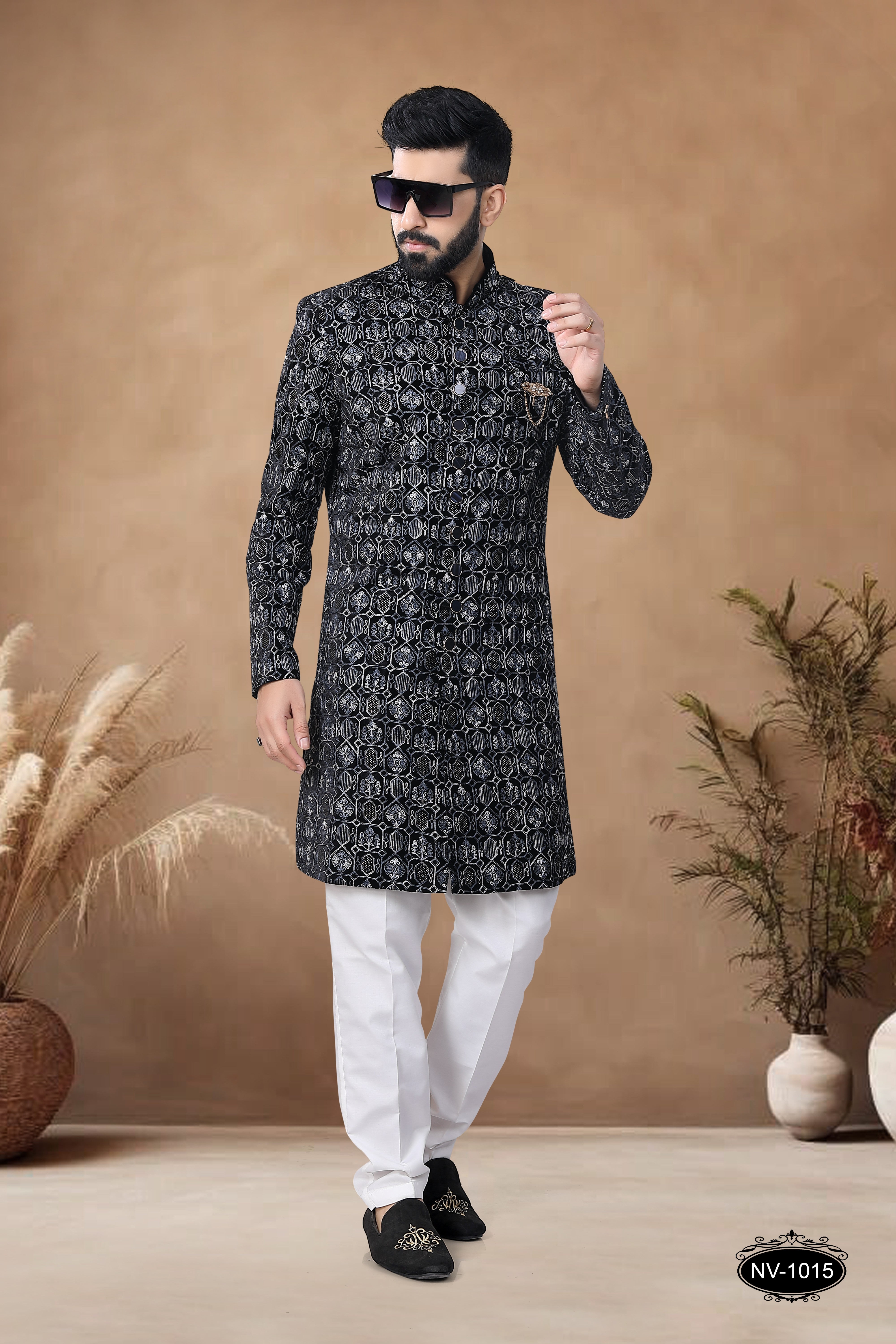 VELVET INDO-WESTRN SET IN  BLUE HUE FOR EVERY CEREMONIES