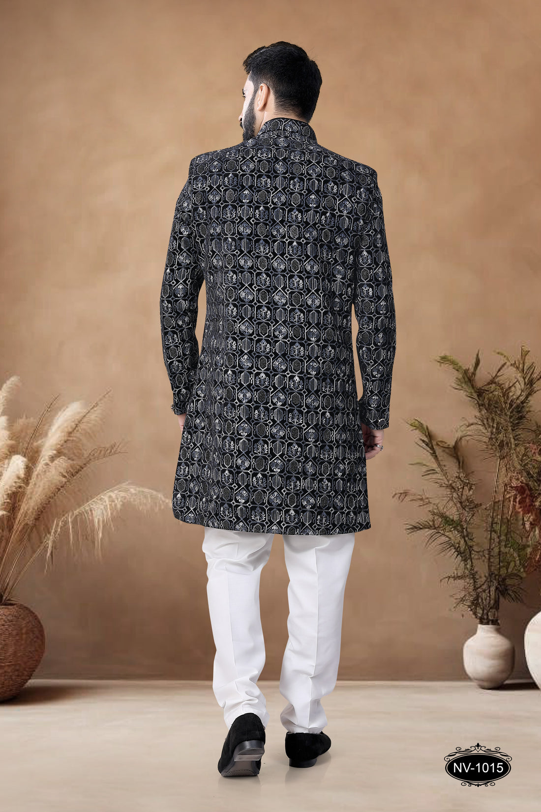 VELVET INDO-WESTRN SET IN  BLUE HUE FOR EVERY CEREMONIES