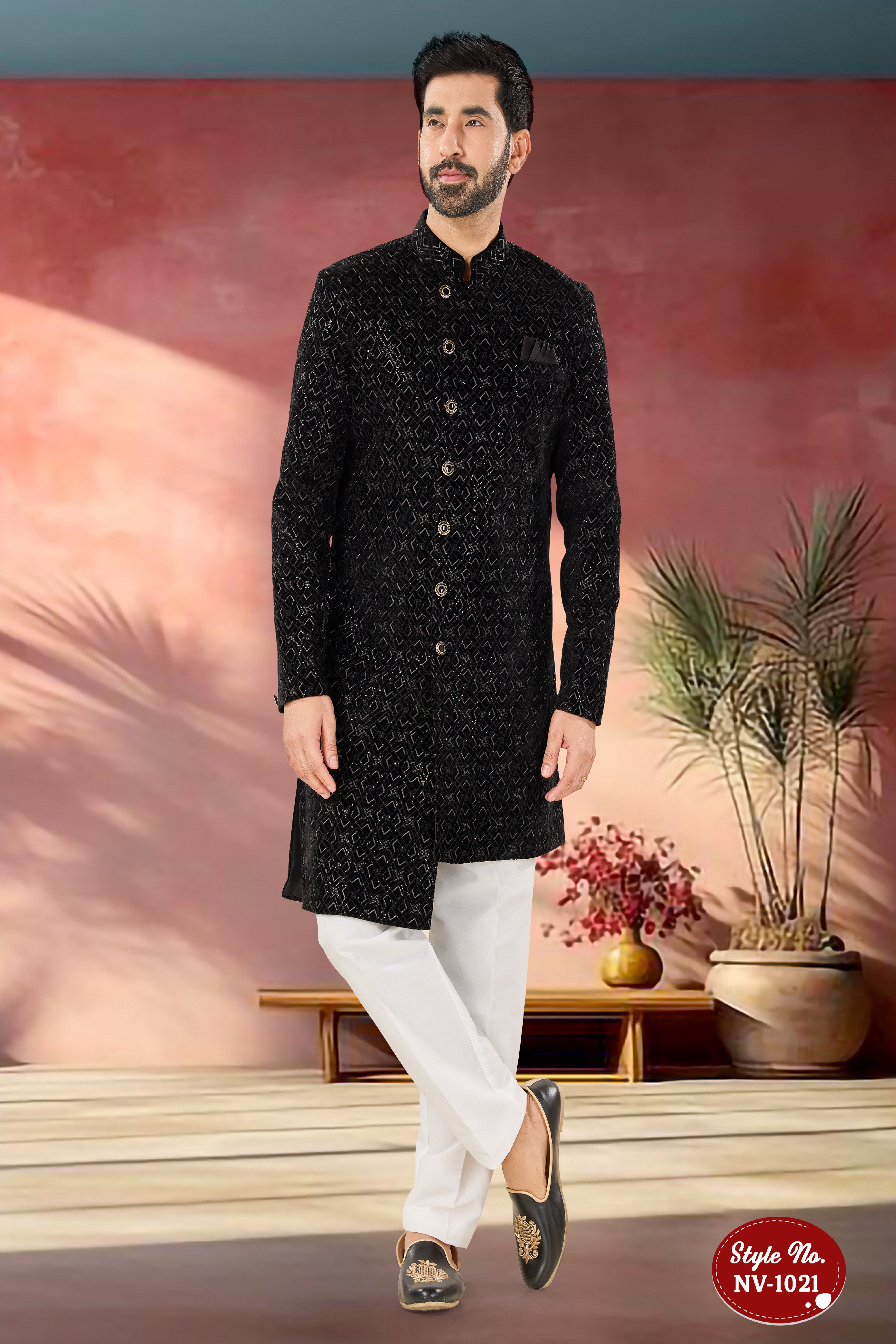 UNIQUE STYLE INDO-WESTERN SET WITH HEAVY THREAD EMBROIDERY ALL-OVER