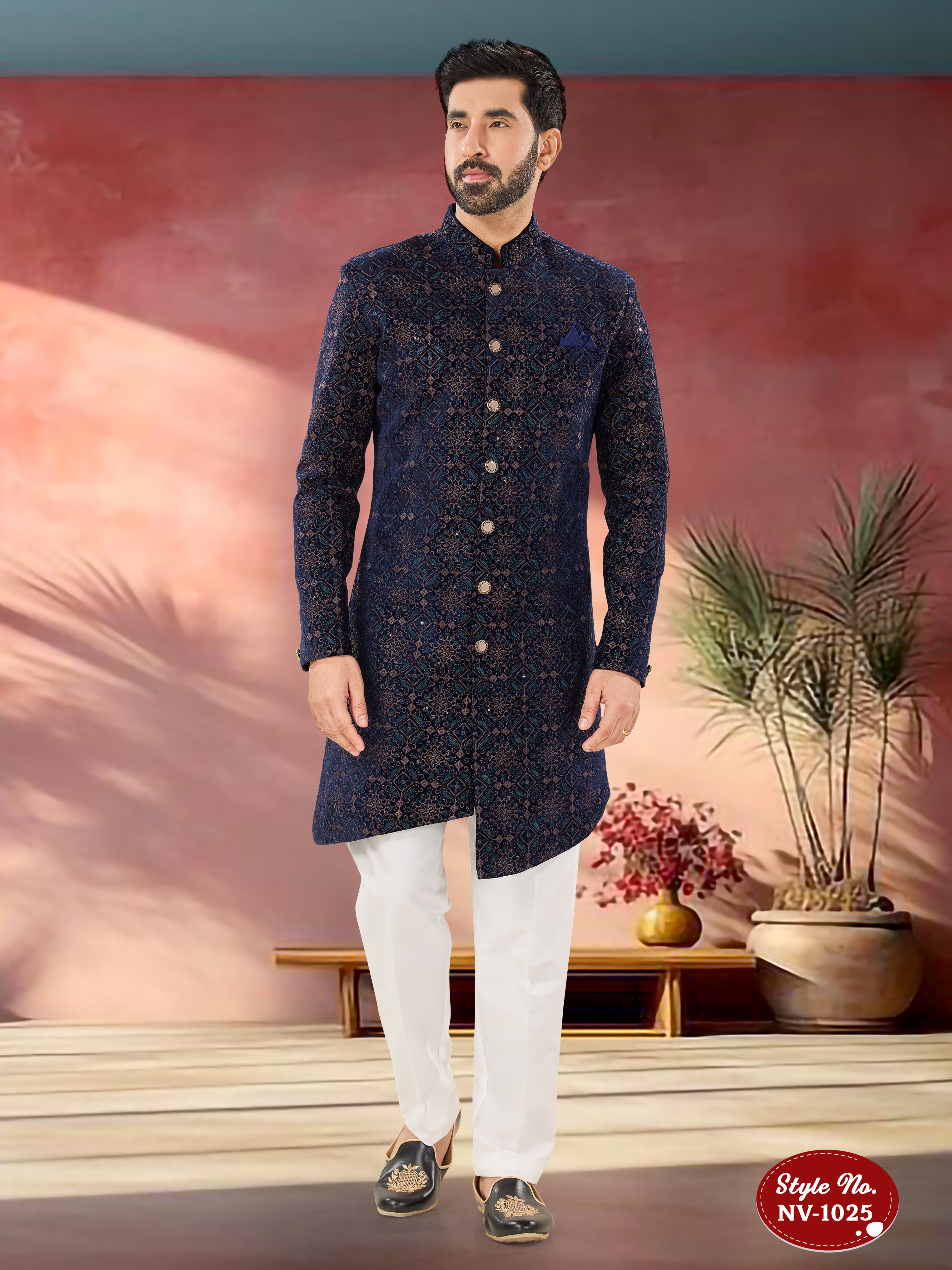 UNIQUE STYLE INDO-WESTERN SET WITH THREAD EMBROIDERY ALL-OVER