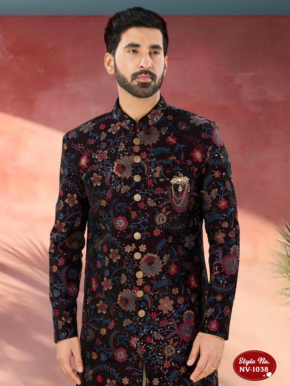 HEAVY THREAD EMBROIDERY INDO-WESTERN SET IN WINE HUE
