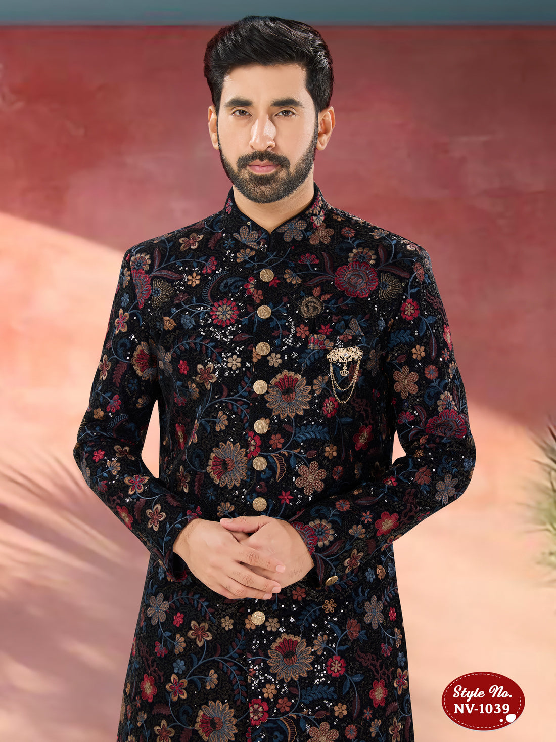 BLUE HUE INDO-WESTERN SET WITH HEAVY THREAD EMBROIDERY ALL-OVER