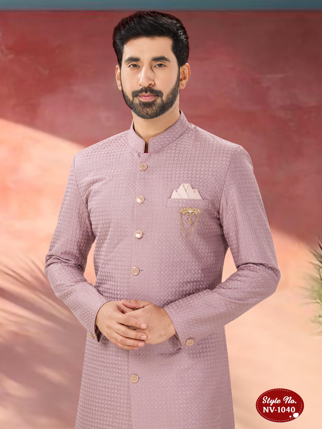 ONION-PINK TONE INDO-WESTERN SET WITH THREAD EMBROIDERY ALL-OVER