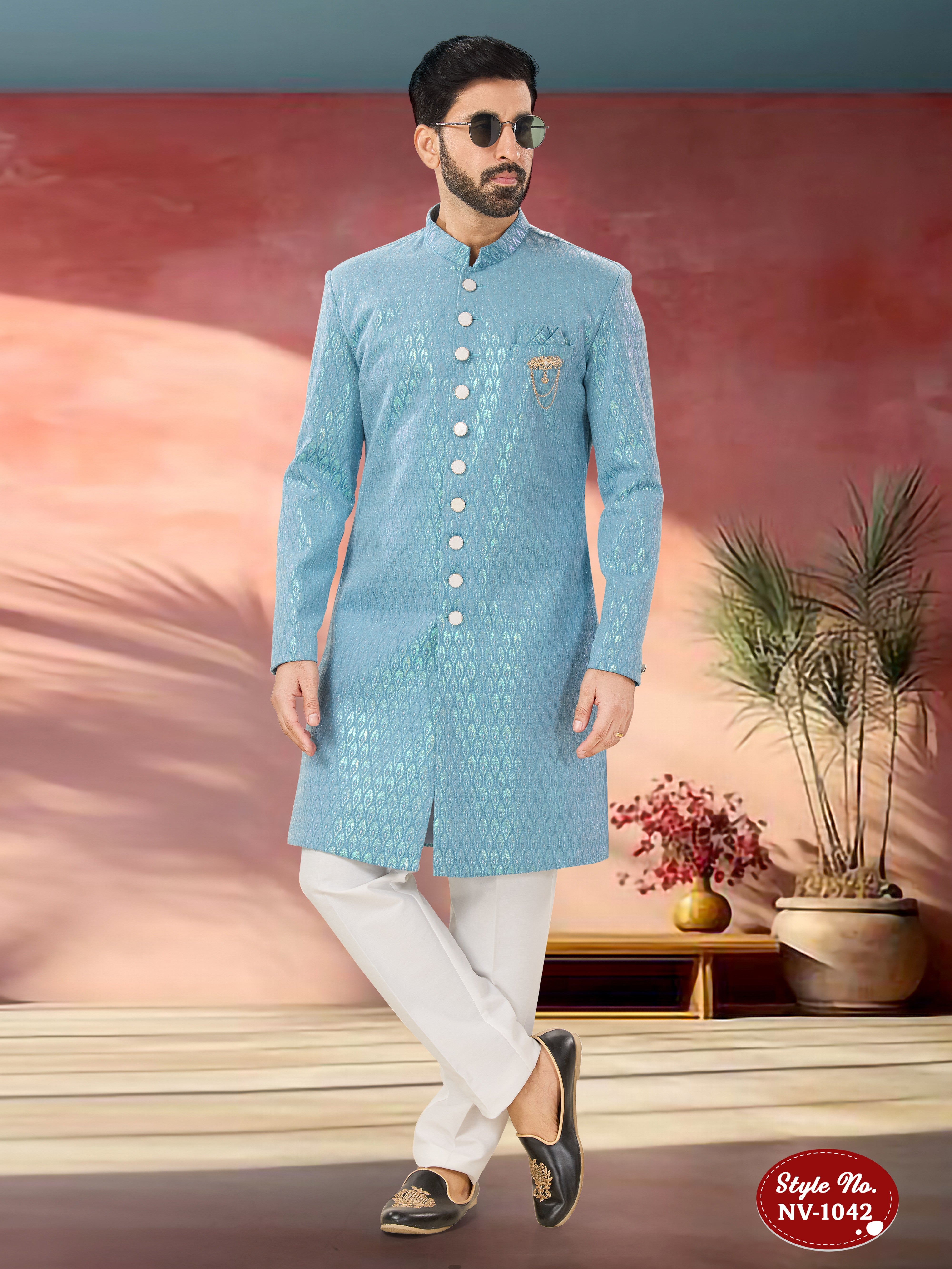 BLUE TONE INDO-WESTERN SET FOR EVERY CEREMONIES