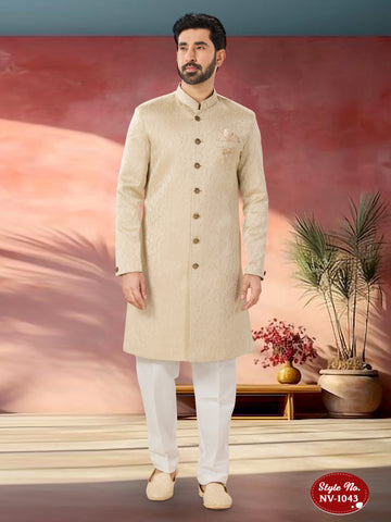 GOLD HUE INDO-WESTERN SET WITH SELF-DESIGN
