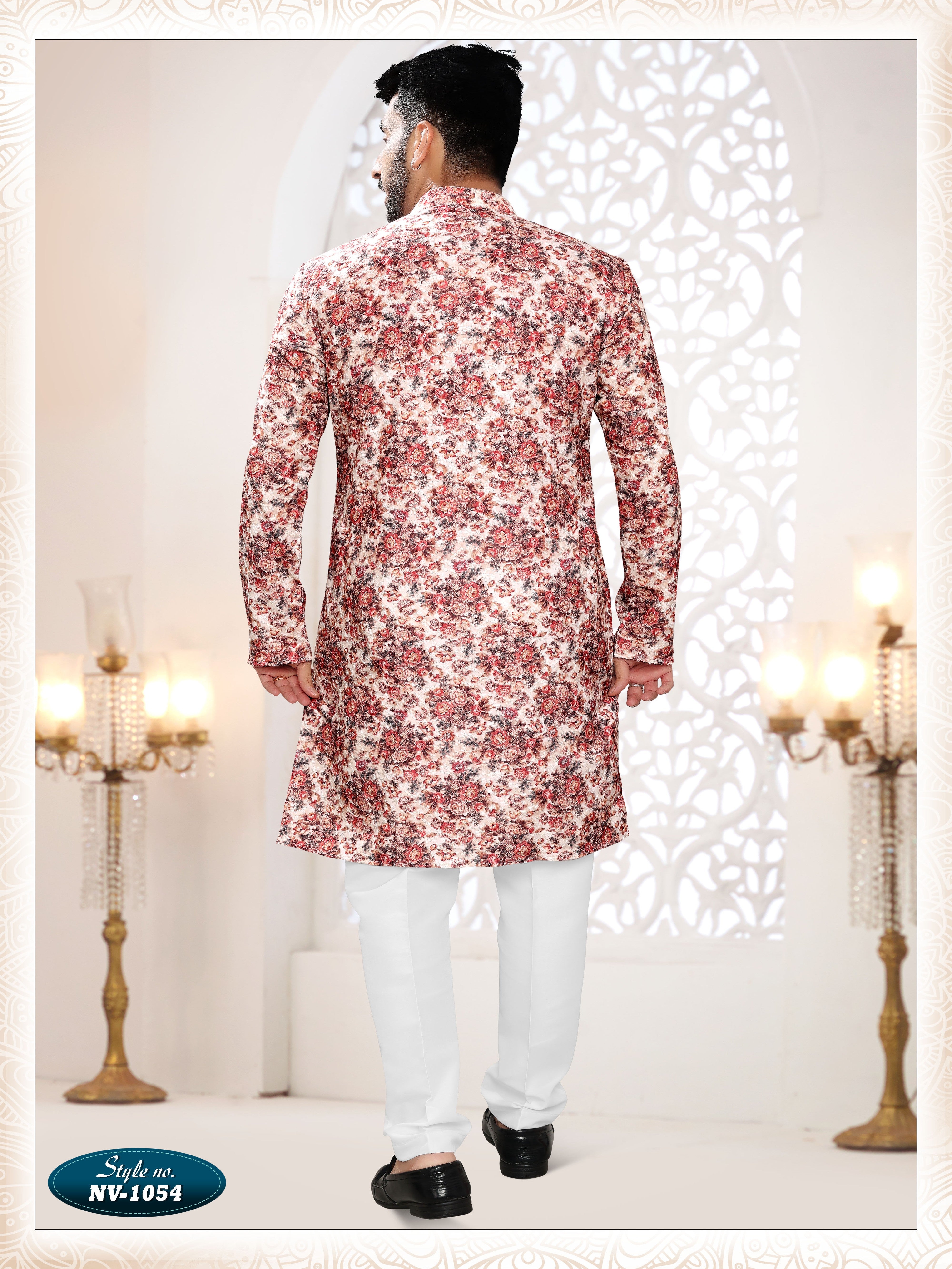 CREAM-BASE KURTA SET WITH THREAD EMBROIDERY ALL-OVER