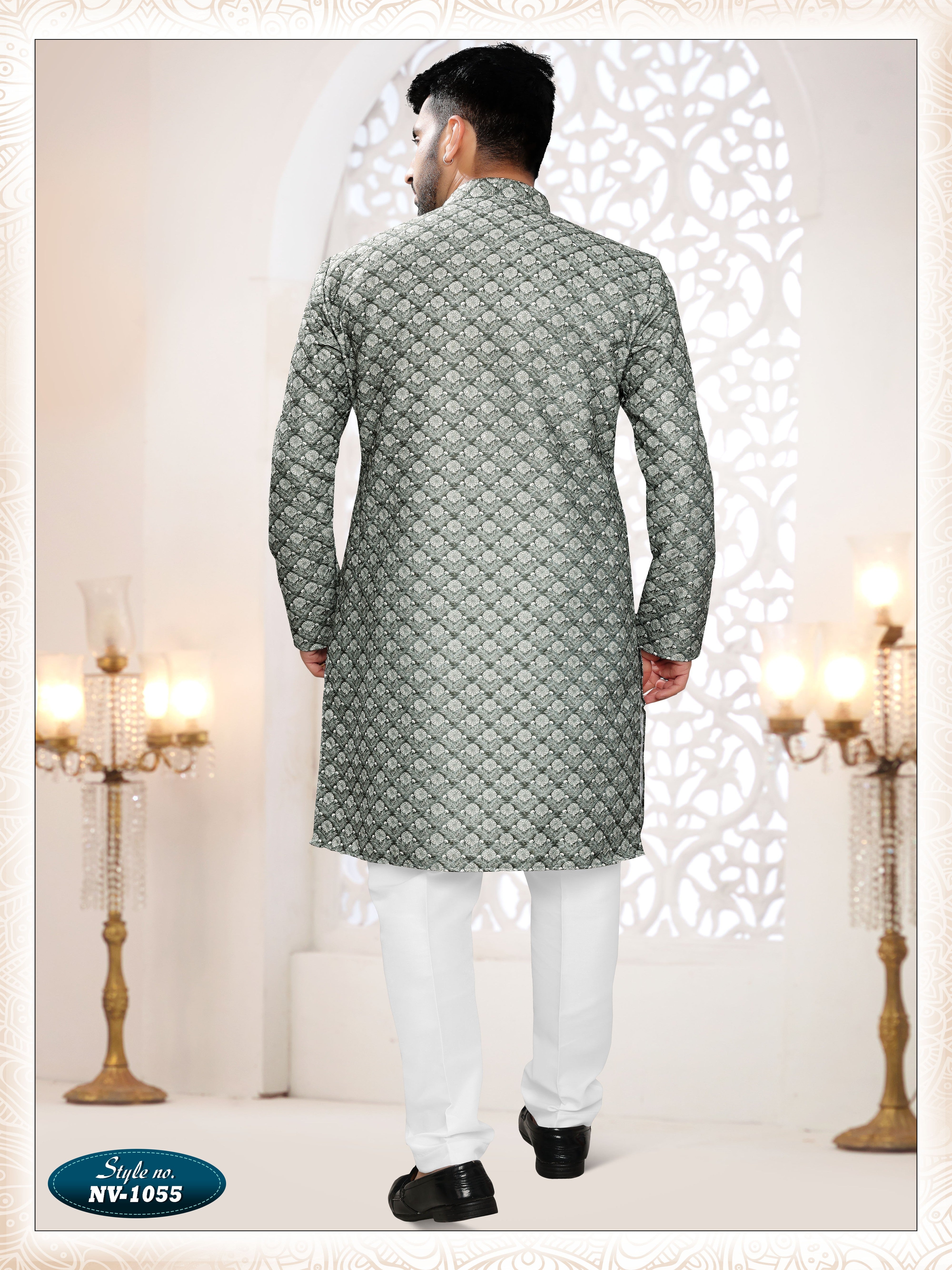 GREEN HUE KURTA SET WITH THREAD EMBROIDERY ALL-OVER