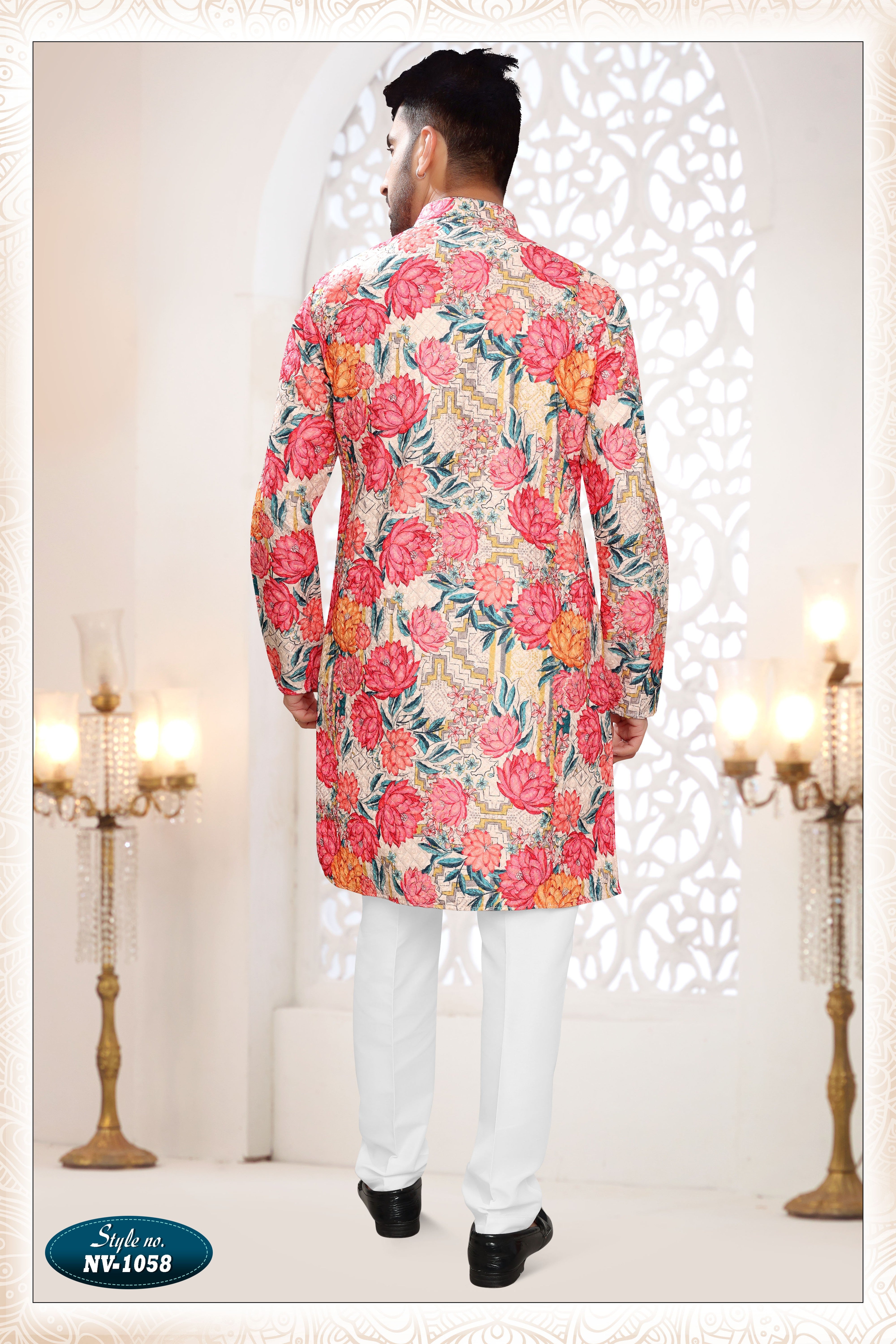 CREAM-BASE ( MULTI-TONE ) KURTA SET WITH THREAD EMBROIDERY ALL-OVER