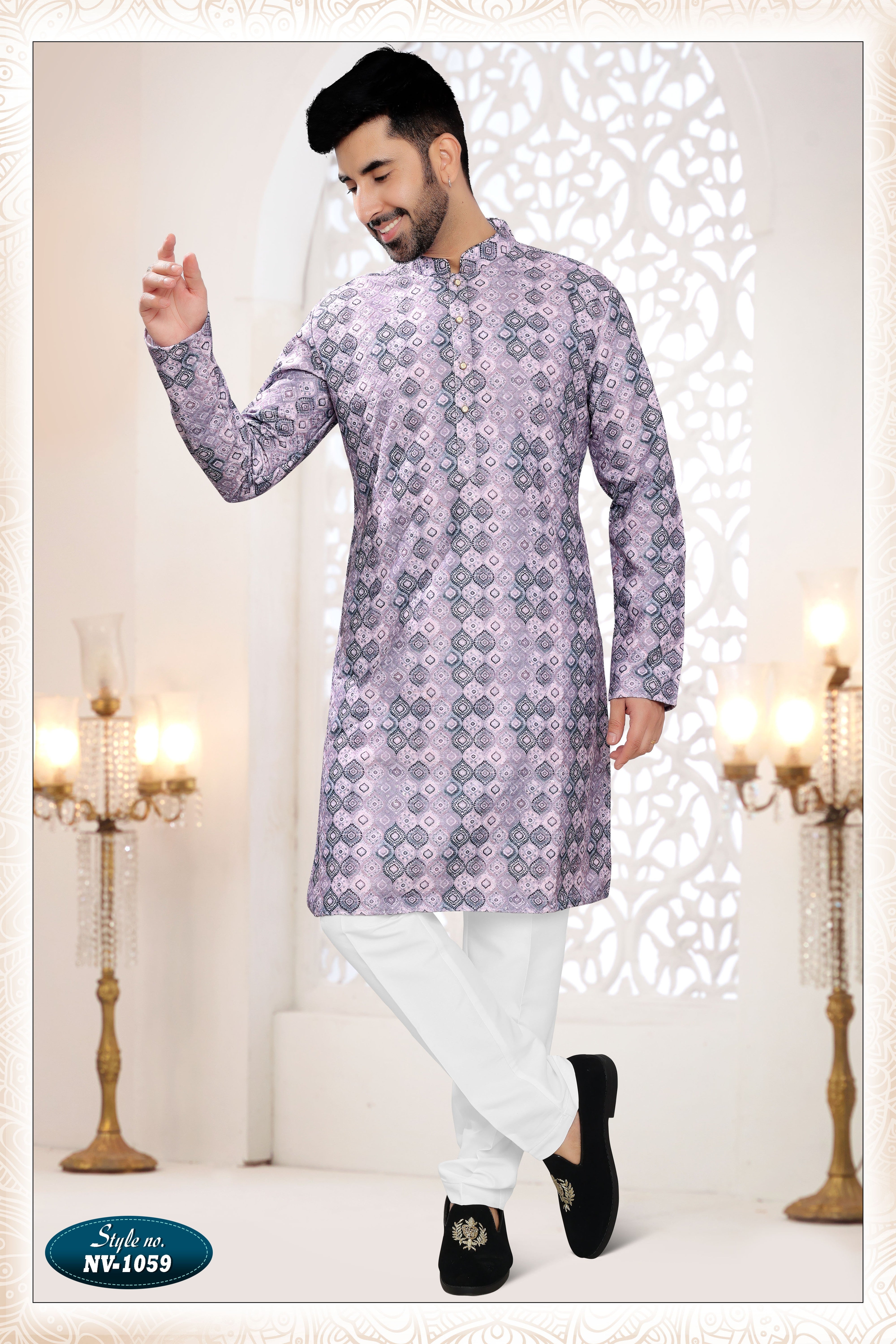 PURPLE TONE KURTA SET WITH THREAD EMBROIDERY ALL-OVER