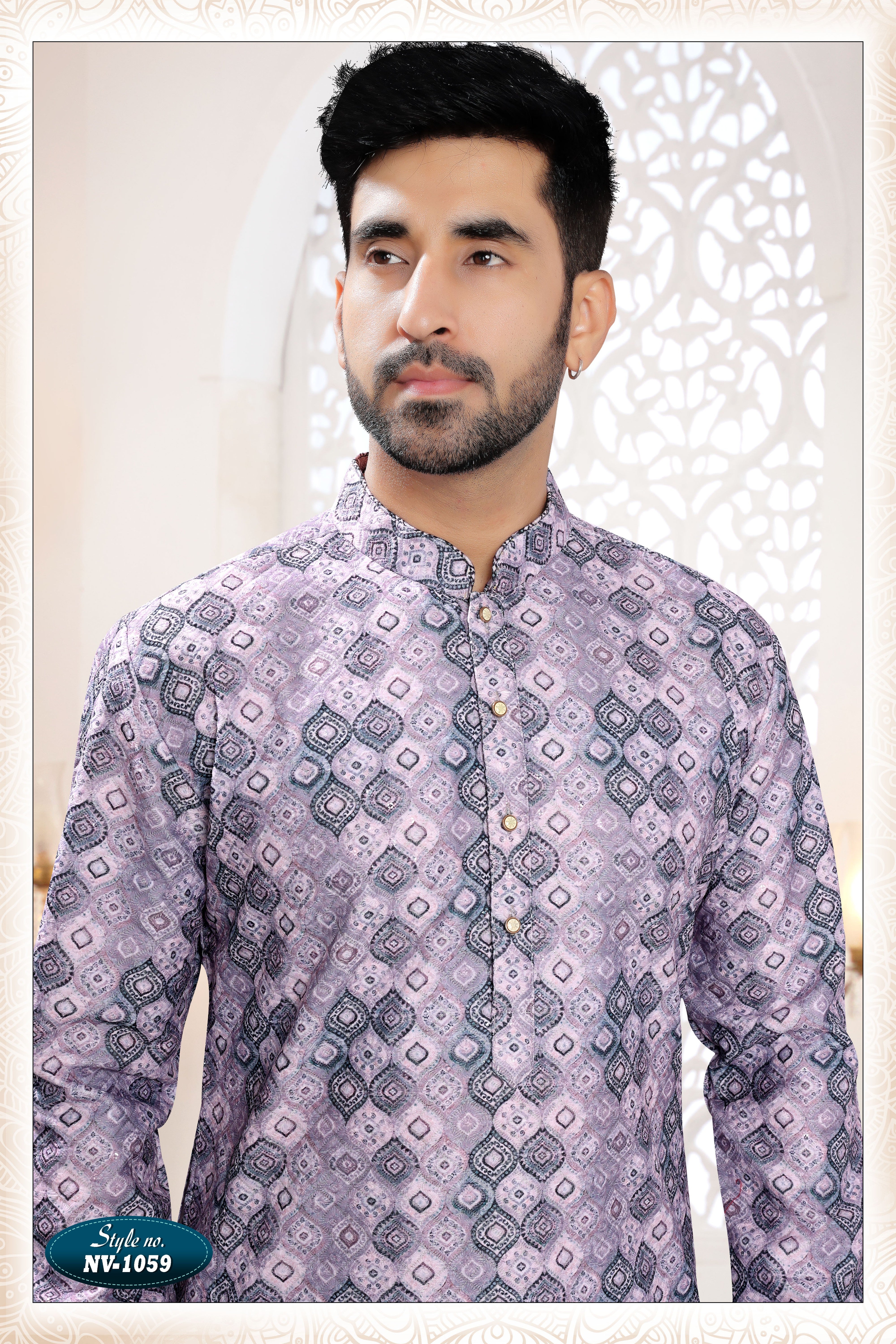 PURPLE TONE KURTA SET WITH THREAD EMBROIDERY ALL-OVER