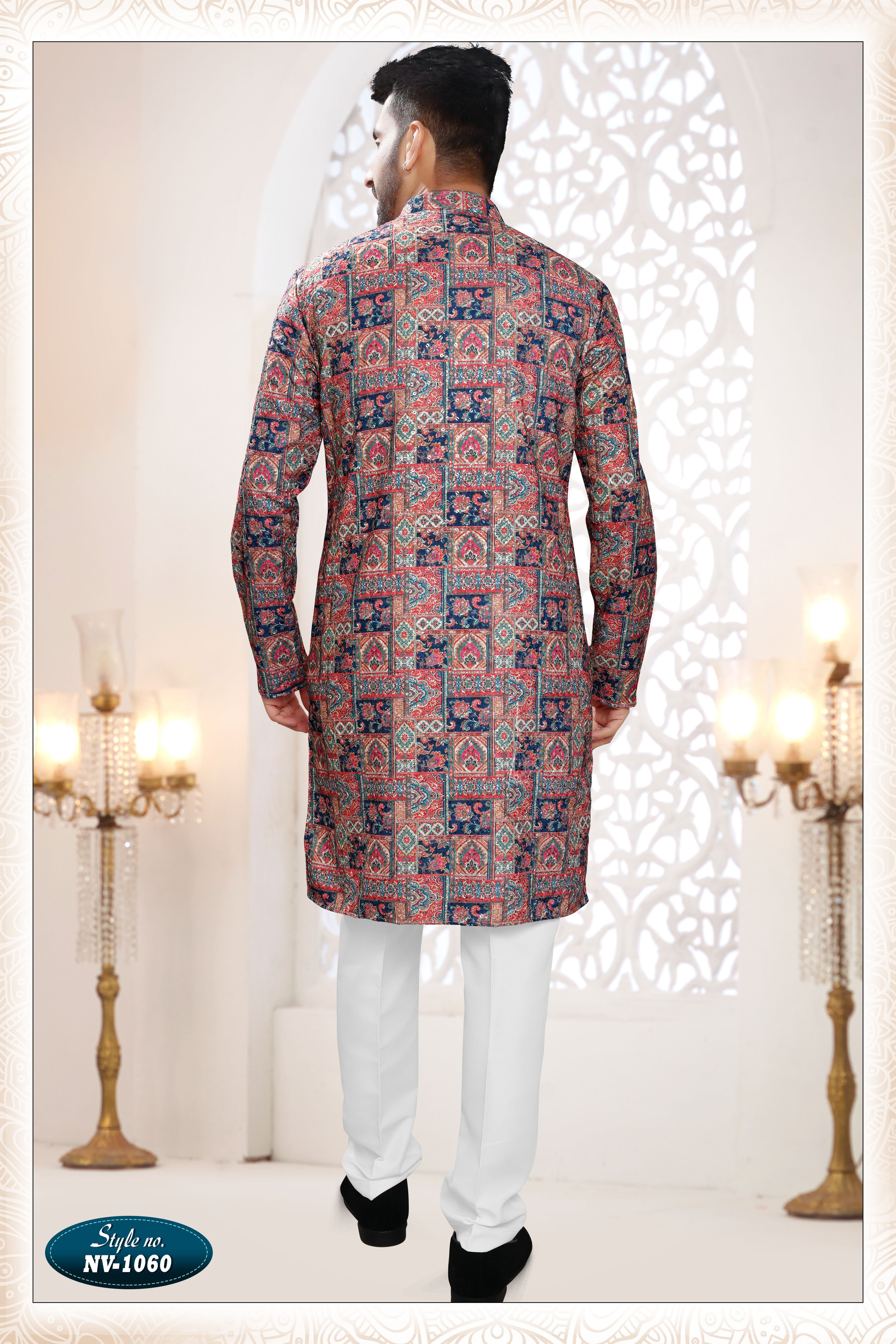 CREAM-BASE ( MULTI-TONE ) KURTA SET WITH THREAD EMBROIDERY ALL-OVER
