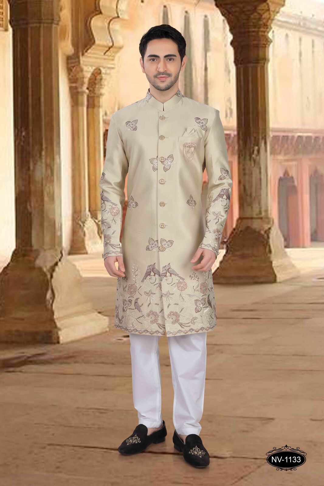 Thread and Sequence Embroidery All Over | Gold