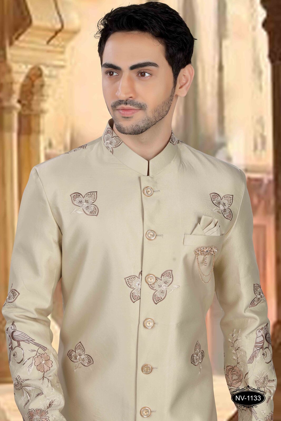 Thread and Sequence Embroidery All Over | Gold