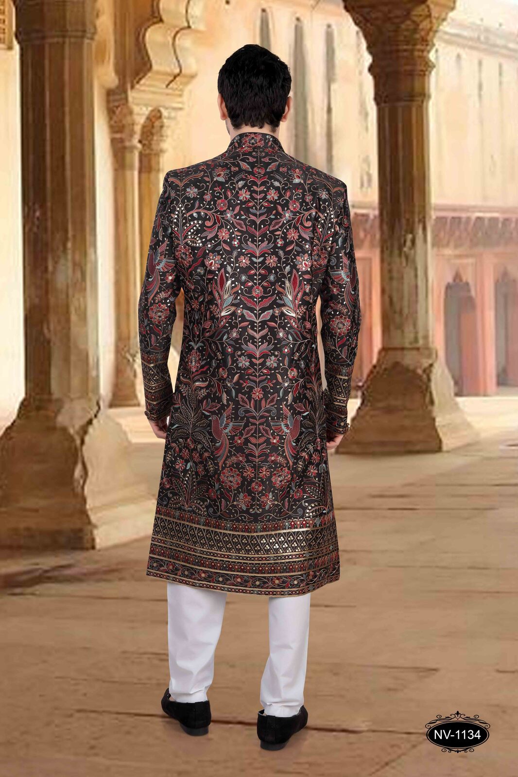 Heavy Thread and Sequence Embroidery All Over | Black Multi Color