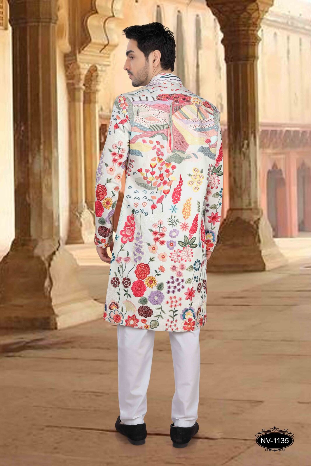 Heavy Thread and Sequence Embroidery All Over | White