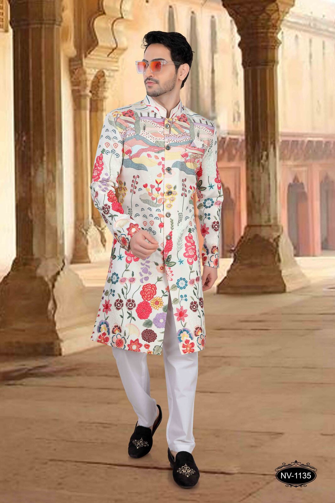 Heavy Thread and Sequence Embroidery All Over | White